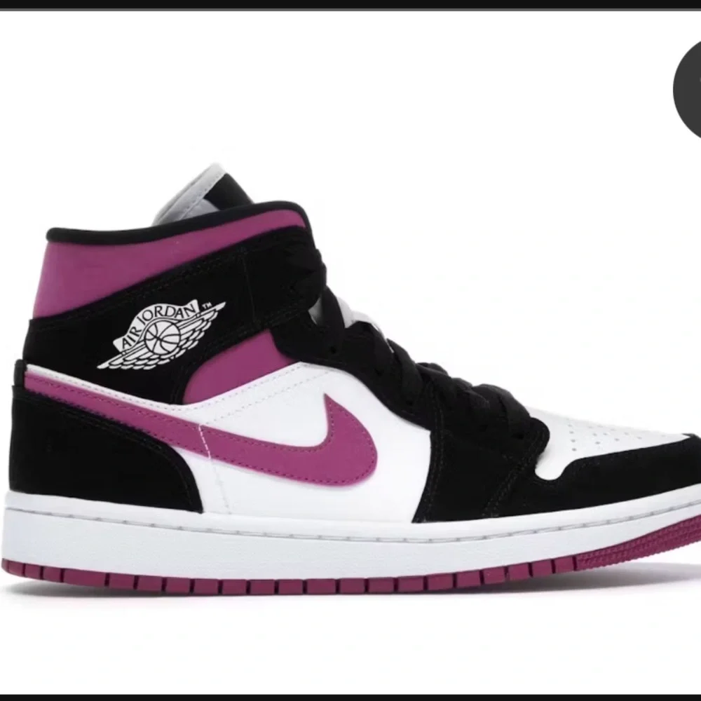 Jordan 1 Mid Women's Sneakers - Magenta/Black/White - Picture 1 of 8